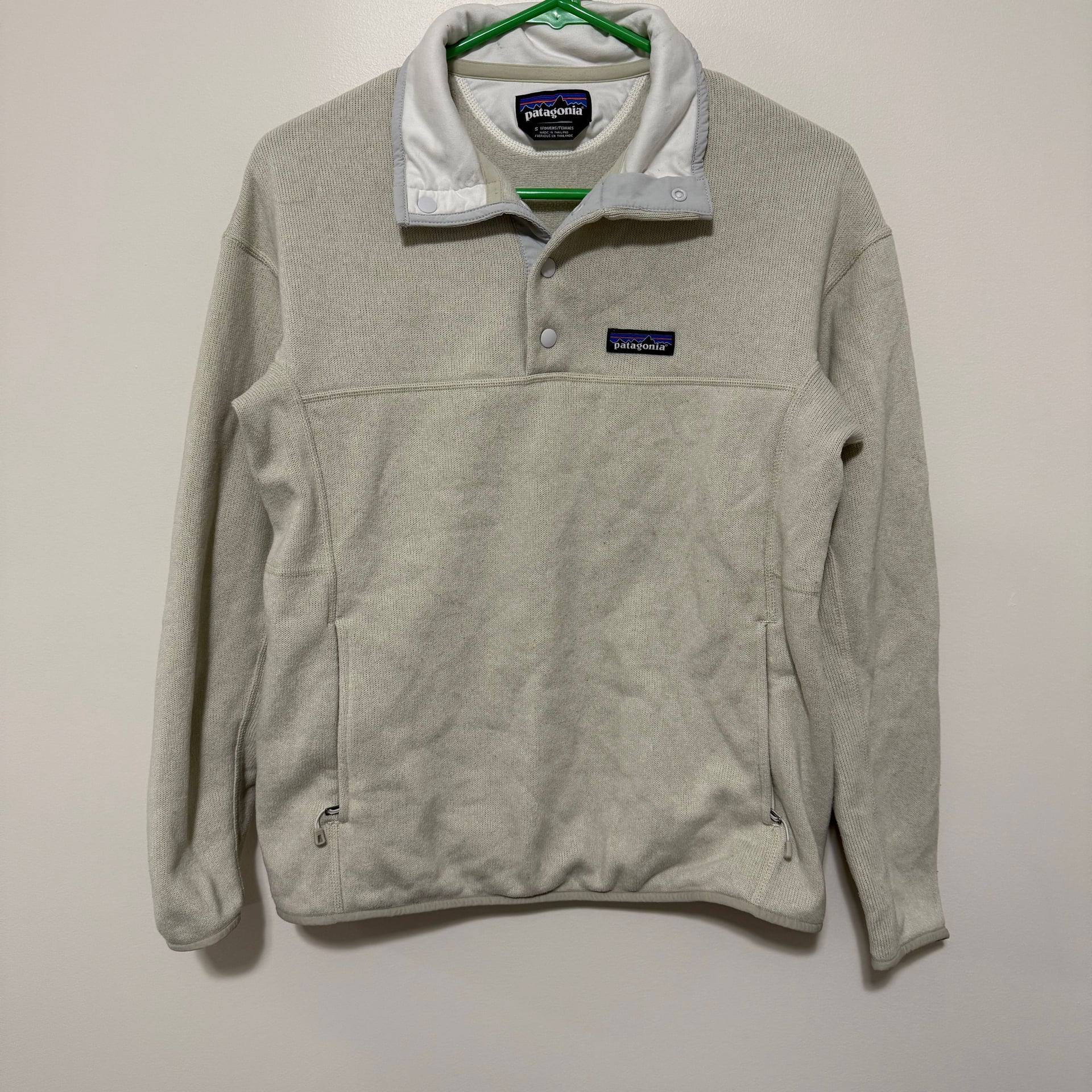 Patagonia Button Quarter Fleece Small Cream White Lightweight Sweater Pullover
